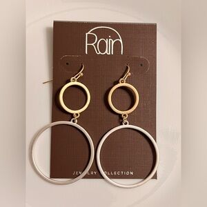 RAIN NWT Gold and Silver Hoop Dangle Earrings